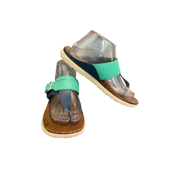 Merrell Leather T-Strap Around Town Buckle Thong Sandals Womens US 9 Comfort - Picture 3 of 8